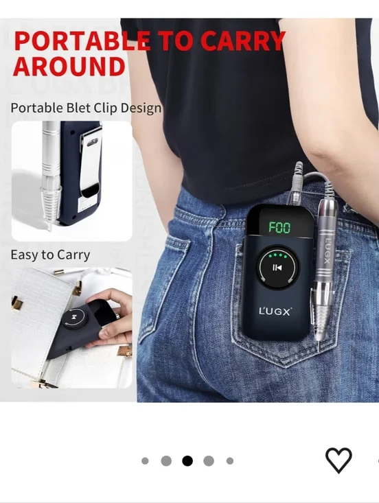 L'UGX Nail Drill 35000RPM Professional Brushless Electric Machine, Rechargeable - Picture 6 of 9